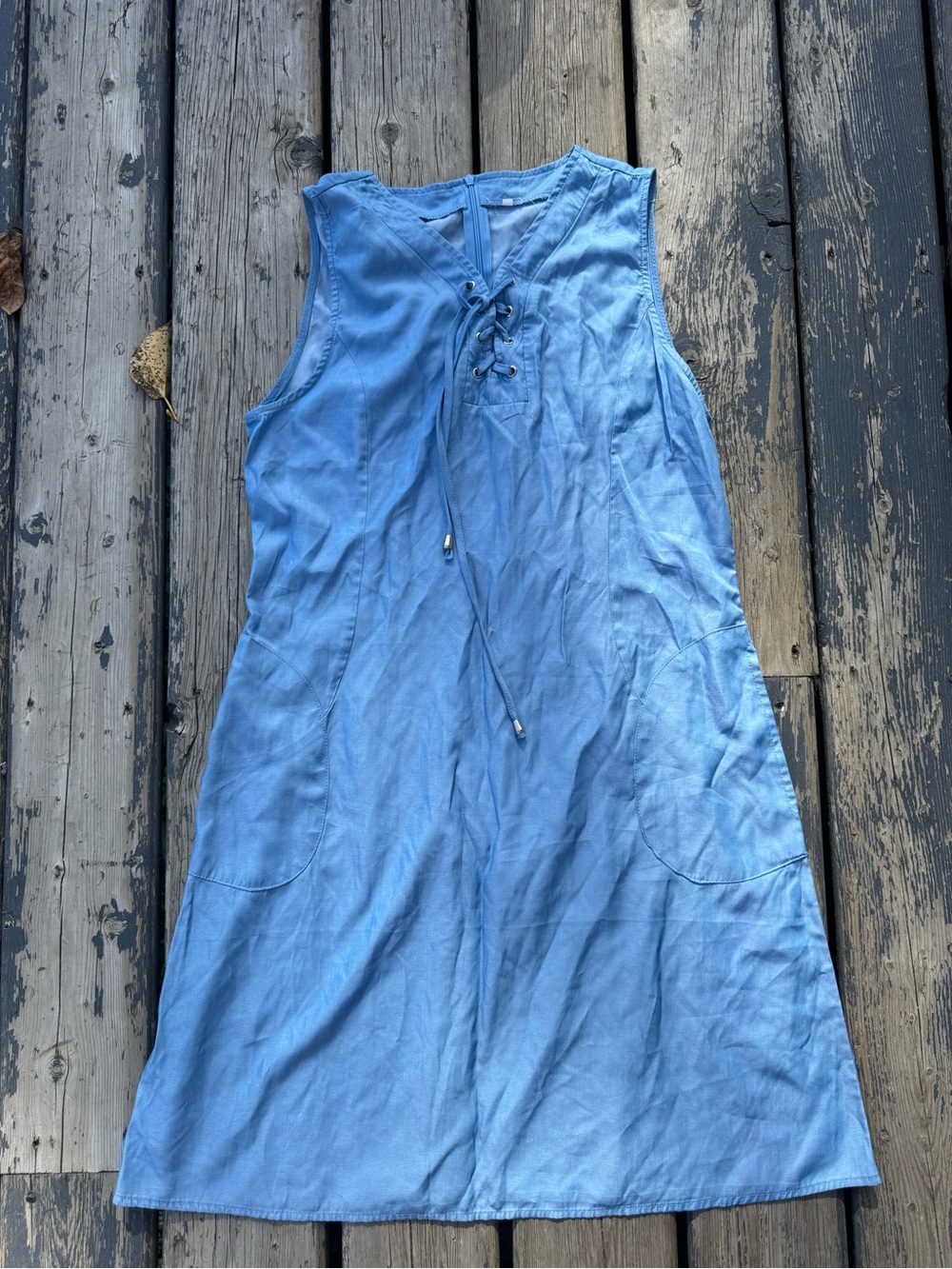 Light Blue Lace-Up Sleeveless Swim Cover-Up Dress